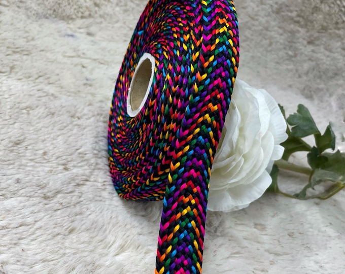 Rainbow Chevron Woven Polyester Trim, Colorful Fabric Ribbon, DIY Sewing - 9 Yards