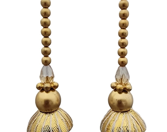 Beaded Golden Tassels | Ethnic Wear Embellishments, Set of 2