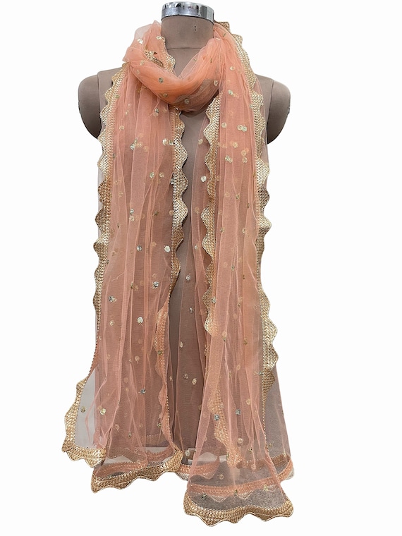 themilestocks Woman's Embroidered Chiffon Dupatta Scarf