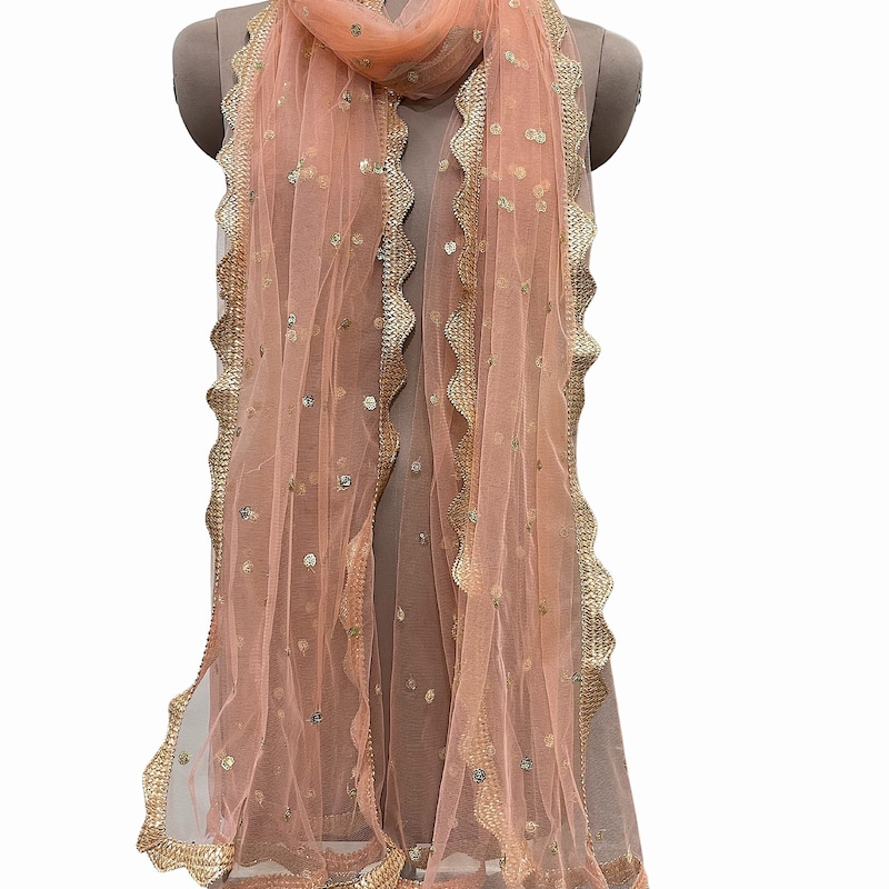 orange dupatta with pink border main image 1
