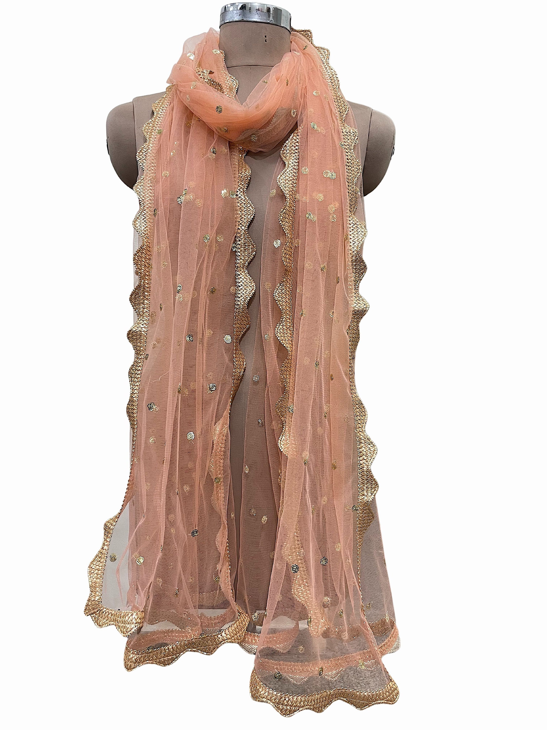 Dupatta for Women, Wedding Chunni, Net Sparkly Scarf, Bridal