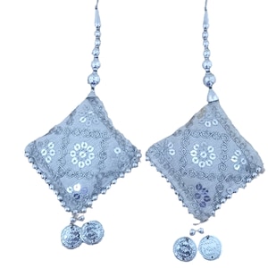 Silver Pillow Tassels for Lehenga Choli hangings ethnic dress latkan wedding decoration (Set of 2 Tassels)