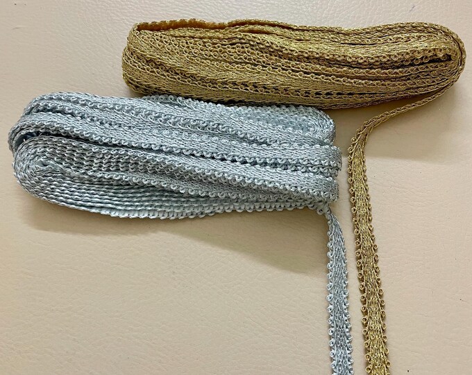 Scalloped Zari Trim Metallic Lace Indian Dress Embellishment Border : 9 Yard Roll