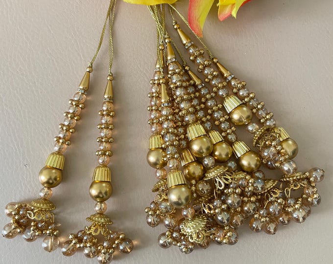 Amber Bead Tassels, Bridal Blouse Pearl Latkan, Lehenga Accessory - Set of 2