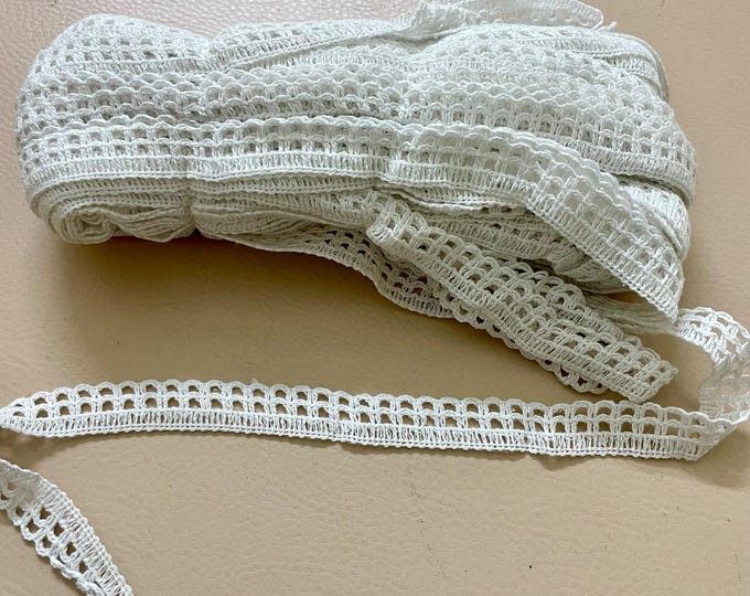 White Crochet Lace Trim, 9 Yard Roll, Cotton Blend Edging