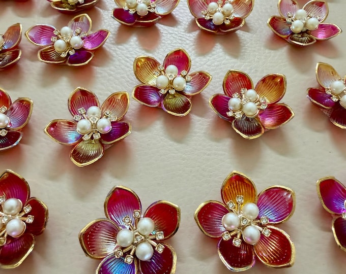 Flower Charms Embellishment Applique Patches DIY Craft Supplies – Pack of 5