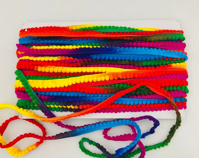 Multicolor Pom Pom Wool Trim, 9-Yard Decorative Sewing Border