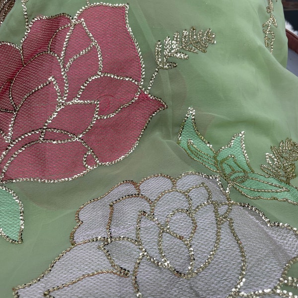 Tissu de georgette brodé floral par yard Habillement Robe faisant du tissu Draperie BRICOLAGE Artisanat