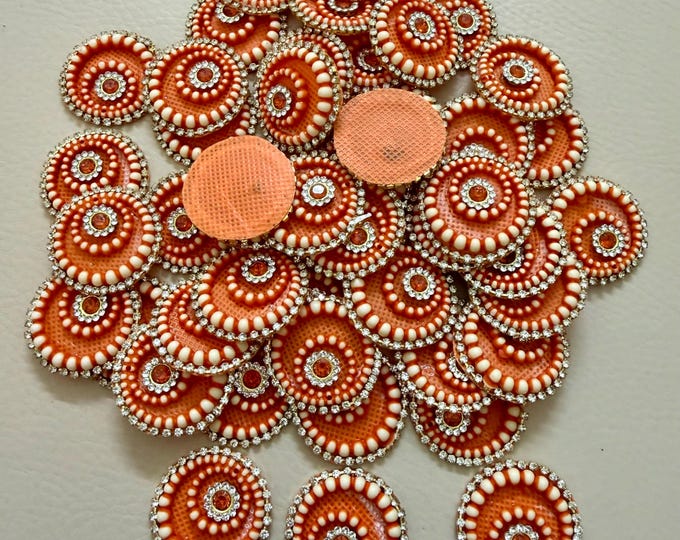 Orange Sewing  Craft DIY Project Appliqués Patches for Saree Border Embellishment - 25 Pcs Pack