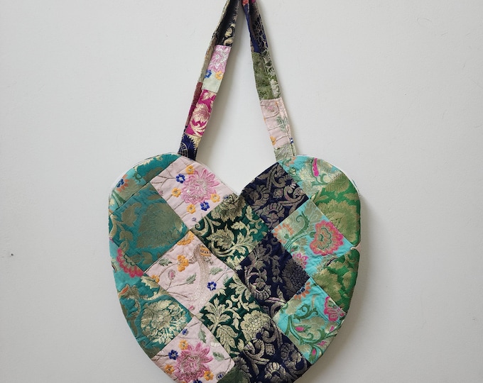 Tote Bag Heart Shaped | Colorful Patchwork Shoulder Bag