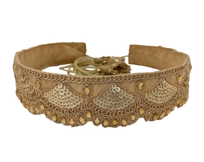 Gold Embroidered Bridal Sash Belt: Lehenga Saree Waistband