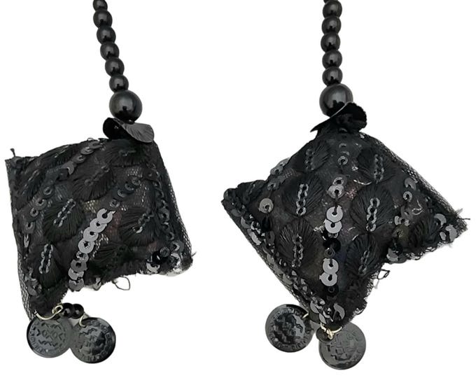 Black Beaded Tassels | Lehenga Saree Dress Decor, Set of 2