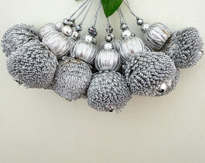 Silver Gota Tassel Latkan Bridal Lehenga Blouse Hanging - Set of 2 Tassel
