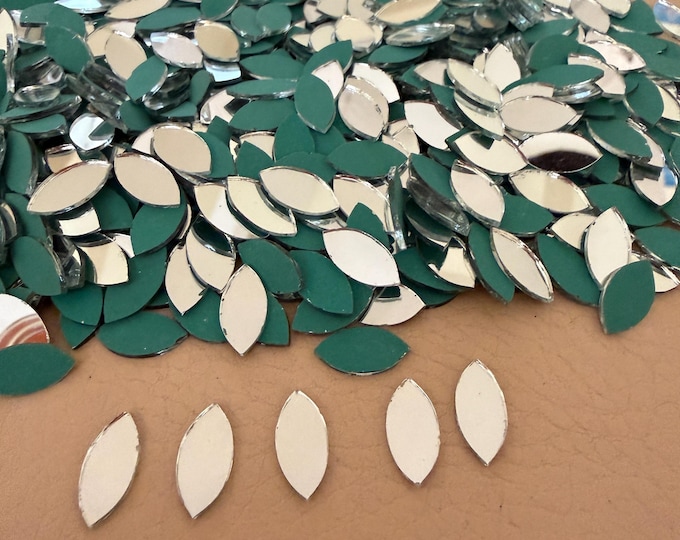 Mini Petal Mirror Tiles Reflective Glass Leaf Shapes for Mosaics - 50pcs