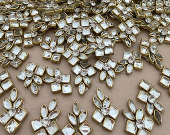 Gouden Kundan-spiegelappliqué - pak van 25
