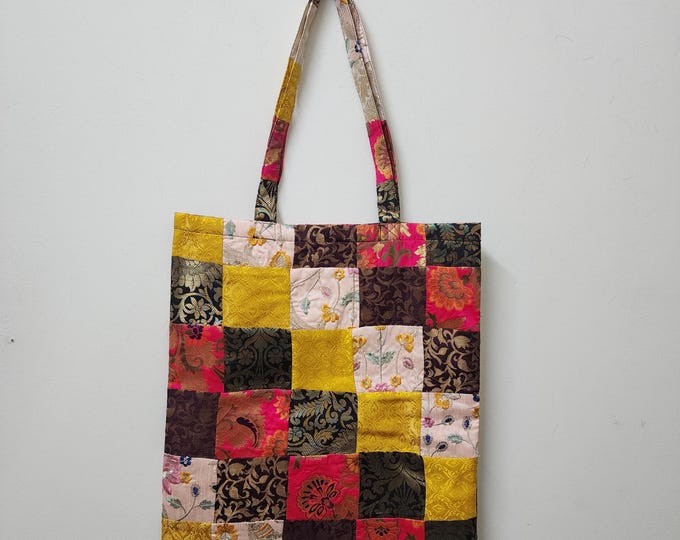 Patchwork Shoulder Bag Sustainable Boho Tote For Everyday Use
