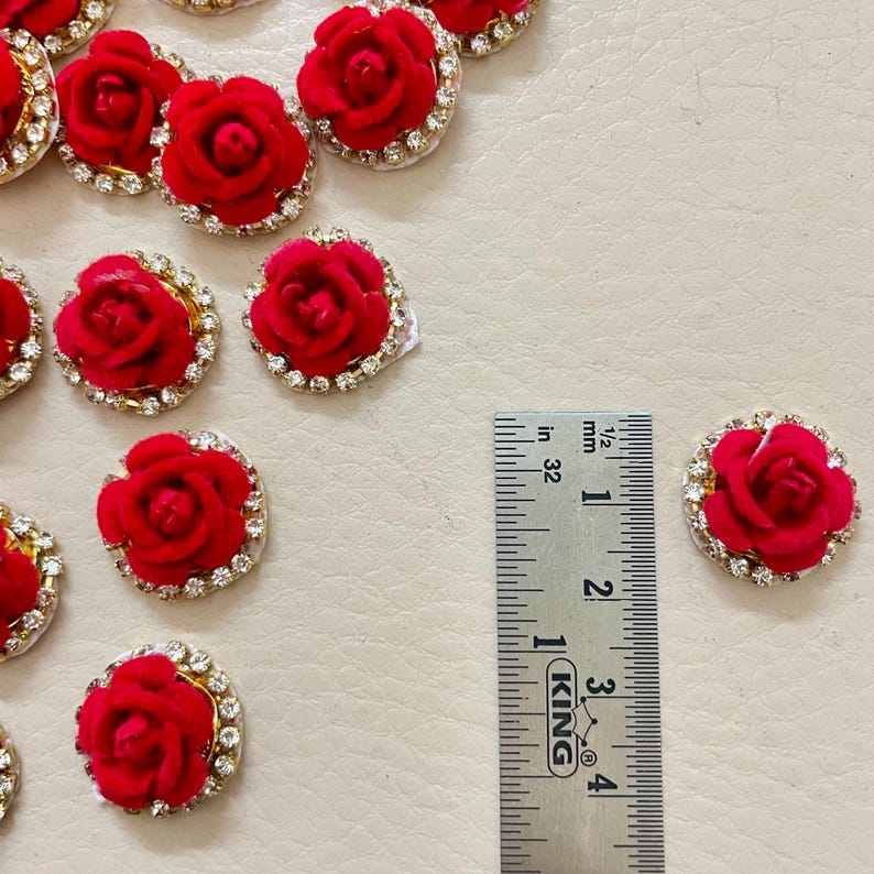 Rinestone Roses Red Rose Rhinestone Appliques | Sew-on Crystal Embellishments, 25 Pack ...