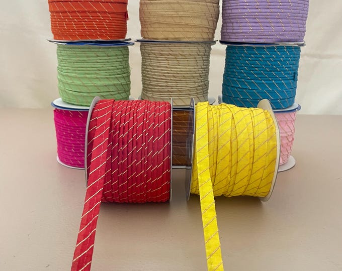 Lip Cord Piping Trim, Gold Diagonal Edging, Sewing & Upholstery