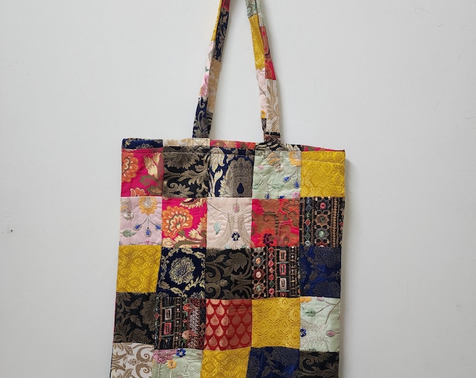 Patchwork Tote Bag | Upcycled Brocade & Silk Shoulder Bag