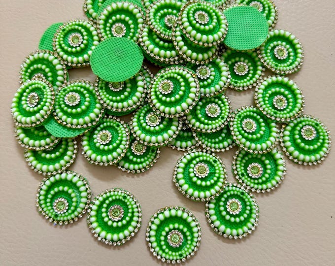 25 Green Indian Appliqués – Handmade Sew-on Patches, DIY Crafts