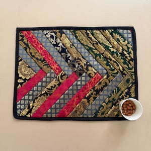 Rectangle Placemats Colorful Patchwork Table Mats , Plate Mat, Kitchen Decor Handmade