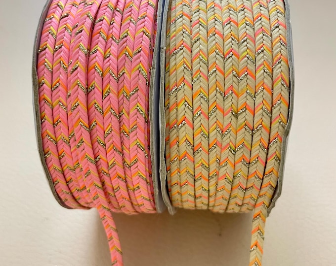 Handwoven Chevron Braided Trim Lace – 9 Yards Roll | Decorative Ethnic Border for Blouse, Lehenga, Saree, Crafts