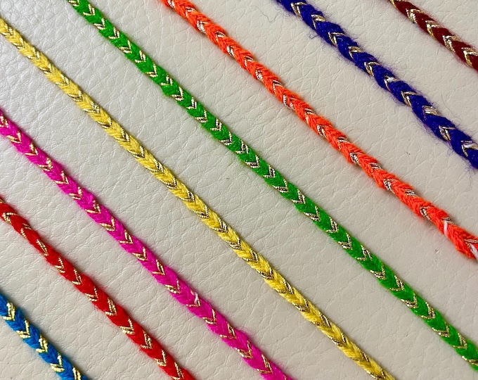 Indian Gold Thread Cord, 4mm Flat String, Dress & Jewelry Trim (3 Yards)