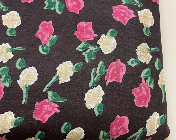 Brown Cotton Fabric by the Yard - Floral Print Dress Material: Width 42 inches