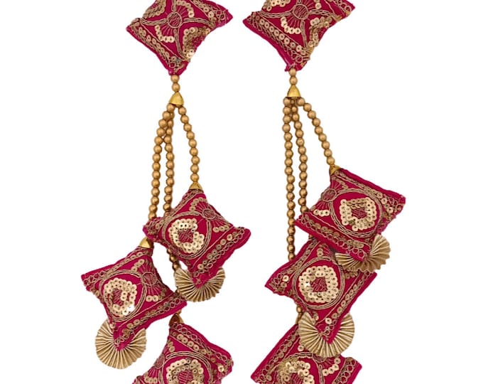 Embroidered Pillow Tassels (Set of 2) - Indian Lehenga Dress Accessories