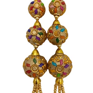 Embellished Latkan for Lehenga, Handmade Tassel Accessory, Ethnic Dress Decoration,  Wedding Clothing Ornament (Set of 2 Tassels)