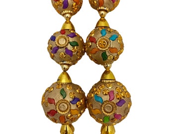 Embellished Latkan for Lehenga, Handmade Tassel Accessory, Ethnic Dress Decoration,  Wedding Clothing Ornament (Set of 2 Tassels)