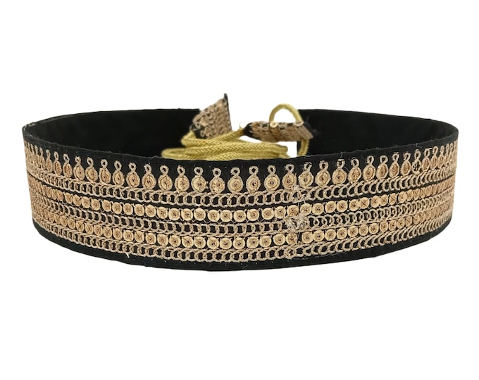 Embroidered wedding belt sash black color Fabric belts for women