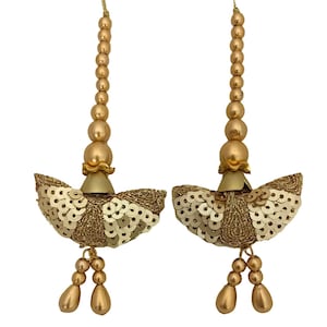 Golden Beaded tassels for women Blouse hanging Ornament ethnic decor Latkan (Set of 2 Tassels)