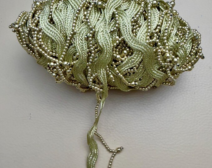 Gold Metallic Beaded Trim, Ethnic Jali Border, 9 Yards