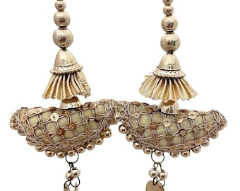 Indian Gold Tassels with Sequins & Beads | Lehenga, Dupatta Set