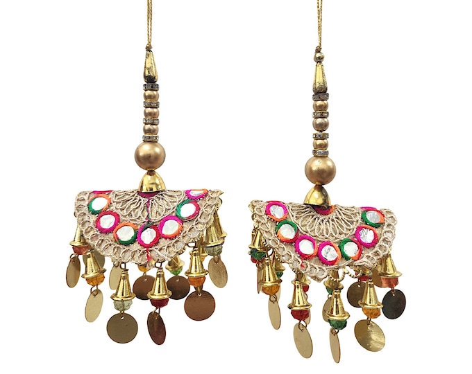 Rainbow Embellished Tassels (Set of 2) - Lehenga, Home Decor