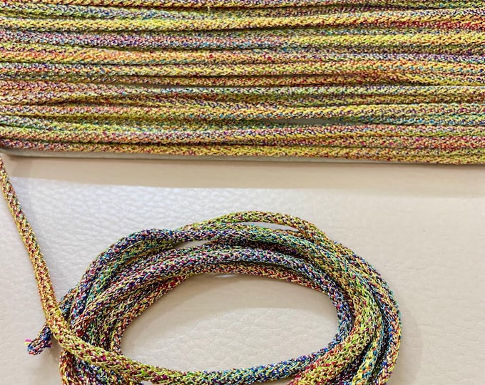 Rainbow Metallic Braided Craft Cord – DIY Jewelry, Gift Wrapping (3 Yards)