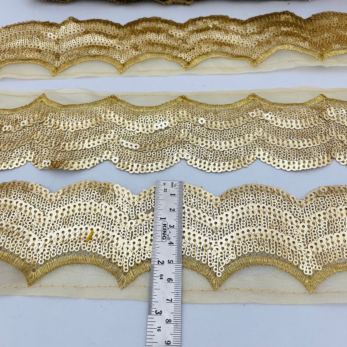 Handmade Trims Gold Sequins Scallop Lace Trim Wedding Dress 9 Etsy