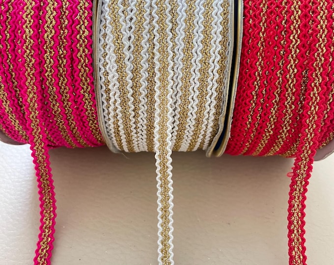 Metallic Gold Ric Rac Trim Wavy Gimp Braid Sparkle Ribbon for Sewing - 3 Yards