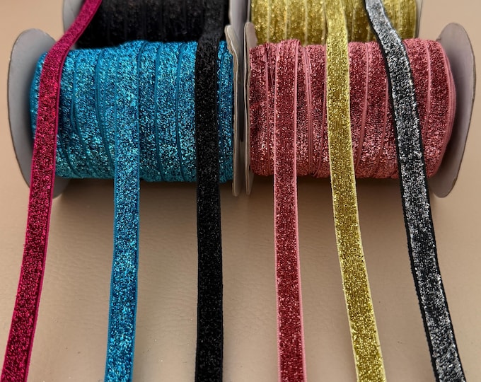 Glitter Velvet Ribbon Trim Decorative Flat Cord for Crafts - 3 Yard