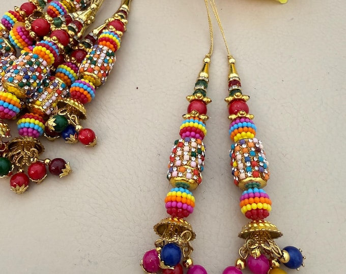 Colorful Beaded Tassel Indian Ethnic Latkan (Set of 2 Tassels)