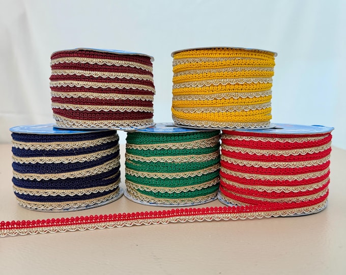 Metallic Gimp Trim with Scalloped Gold Edge – 10mm Decorative Ribbon for Crafts