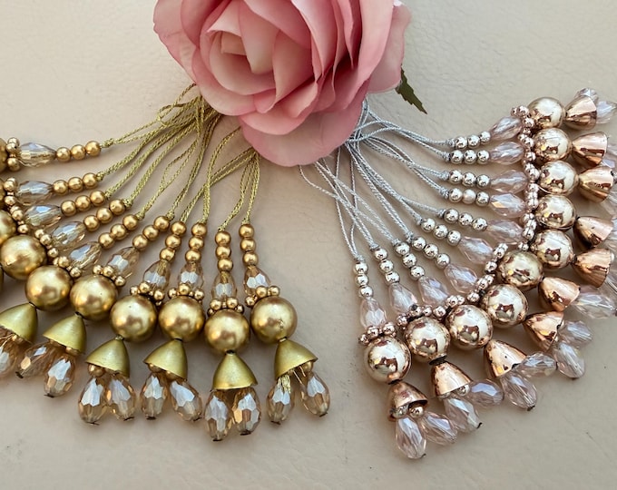 Beaded Tassel for Blouse Small Latkan for Saree, Dupatta - Set of 10 Tassels