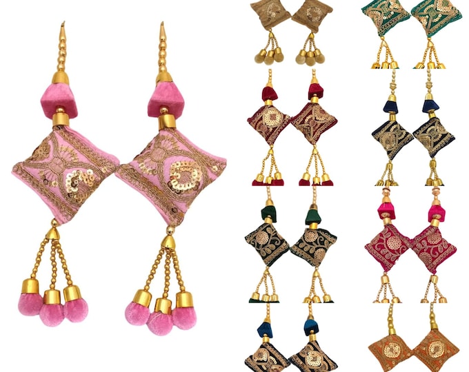 Embroidered Velvet Latkan Tassels (2 Tassels Set)