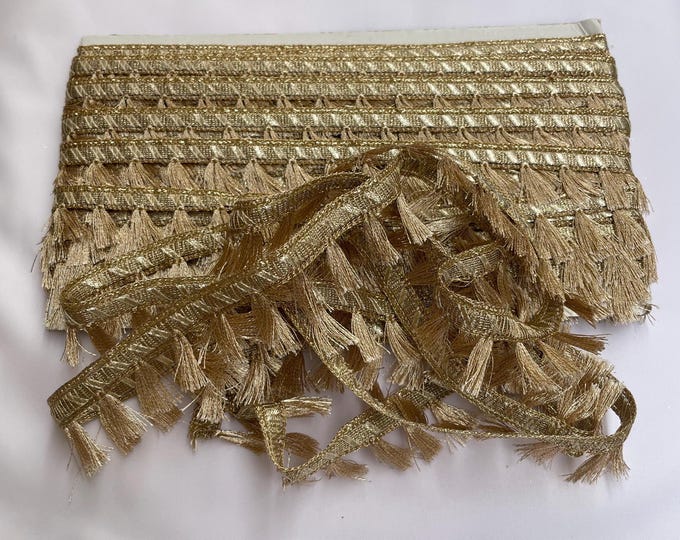Metallic Gold Tassel Fringe Trim, 9 Yards, Costume & Decor