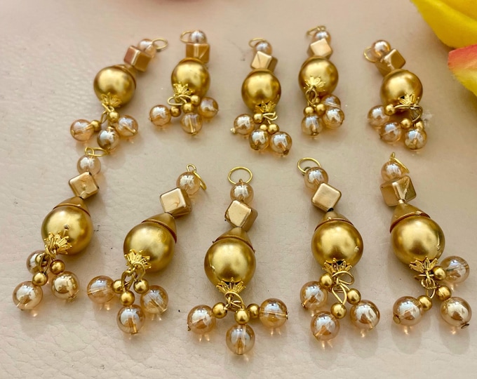 Gold Jhumka Tassels | Saree Blouse Latkan Set (Pack of 10)