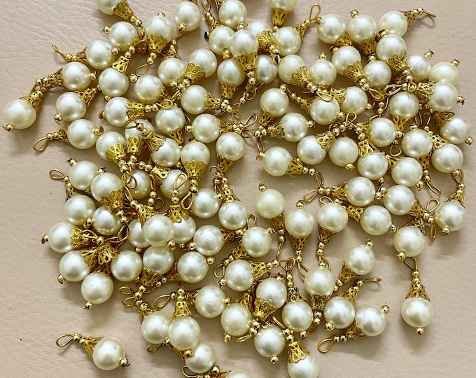 50 Pcs Pearl Hanging Beads For Jewellery Making 5mm Dangle for Jewelry Charms Connector