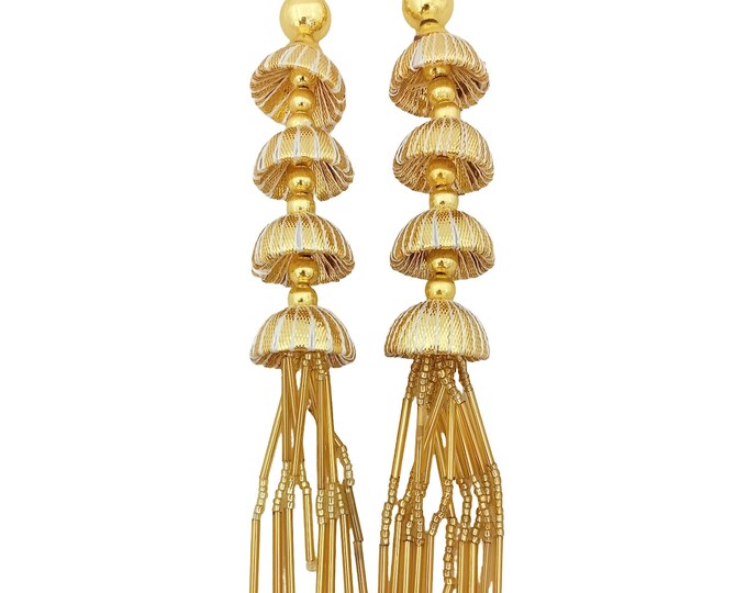 Gold Gota Patti Latkan Tassels, Indian Lehenga Ornament (Set of 2)
