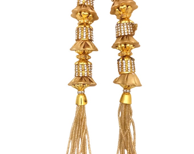 Gold Latkan Tassels, Lehenga Blouse Hanging Ornaments, Set of 2