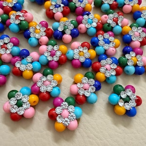 Parches de flores multicolores con cuentas y diamantes de imitación, apliques para manualidades estilo boho - Paquete de 25